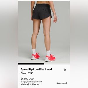 Lululemon Speed up low rise 2.5 inch shorts